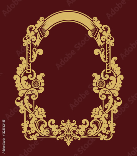 vintage ornament floral frame gold