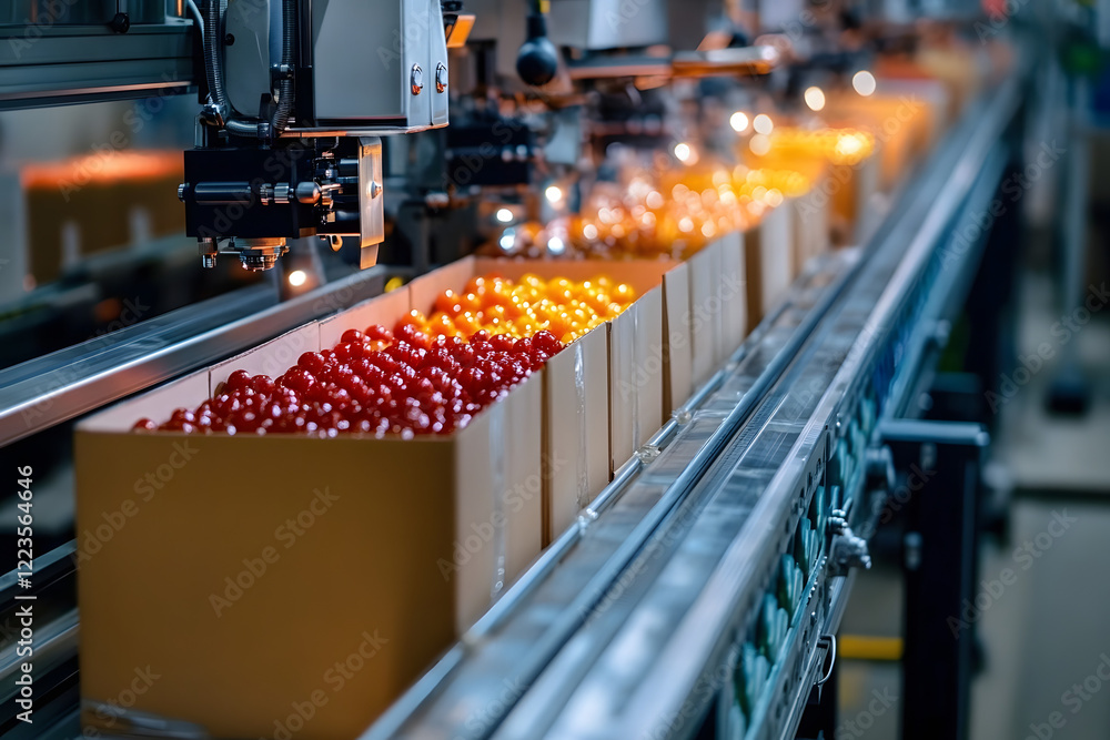 Fototapeta premium High speed automatic packing machine for food products advanced technology.