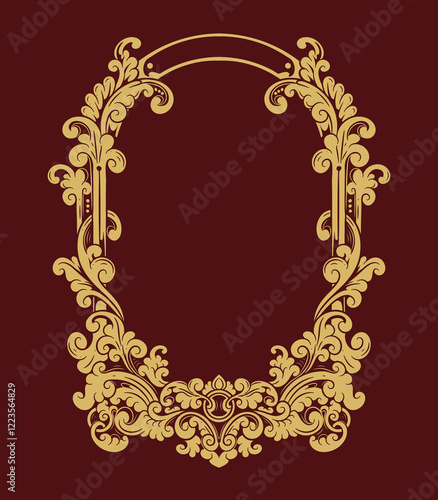 vintage ornament floral frame gold
