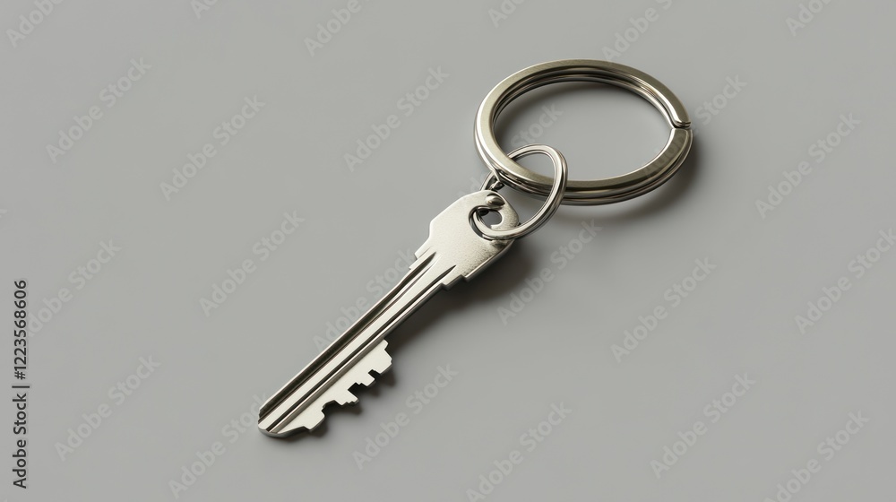 A Silver Key Attached To A Metal Ring Keyring A Silver Key Attached To A Metal Ring Keyring