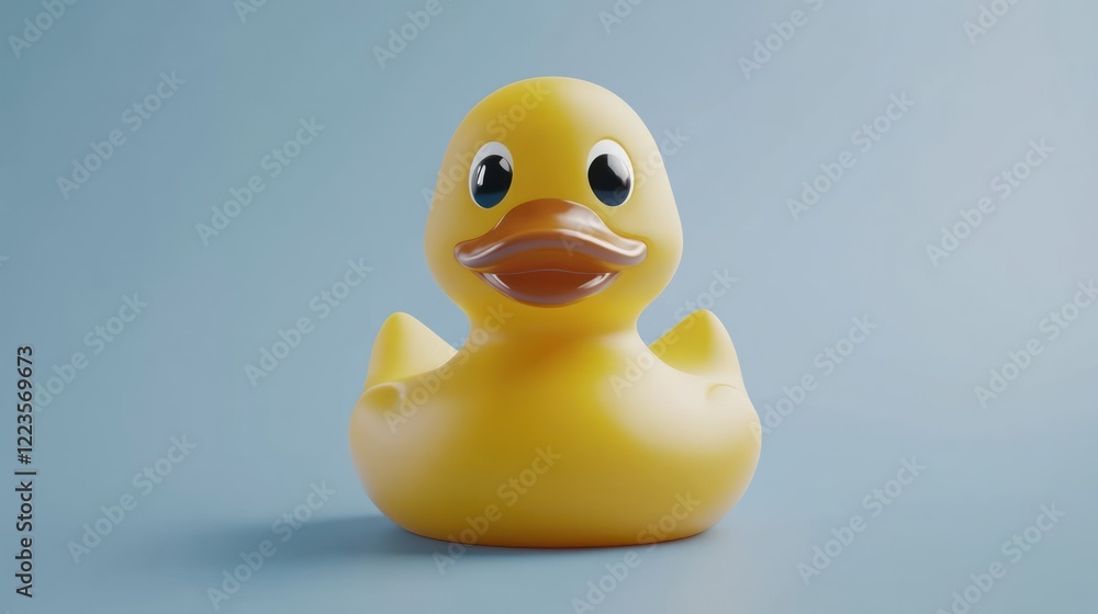 Yellow Rubber Duck Toy on Blue Background Yellow Rubber Duck Toy on Blue Background
