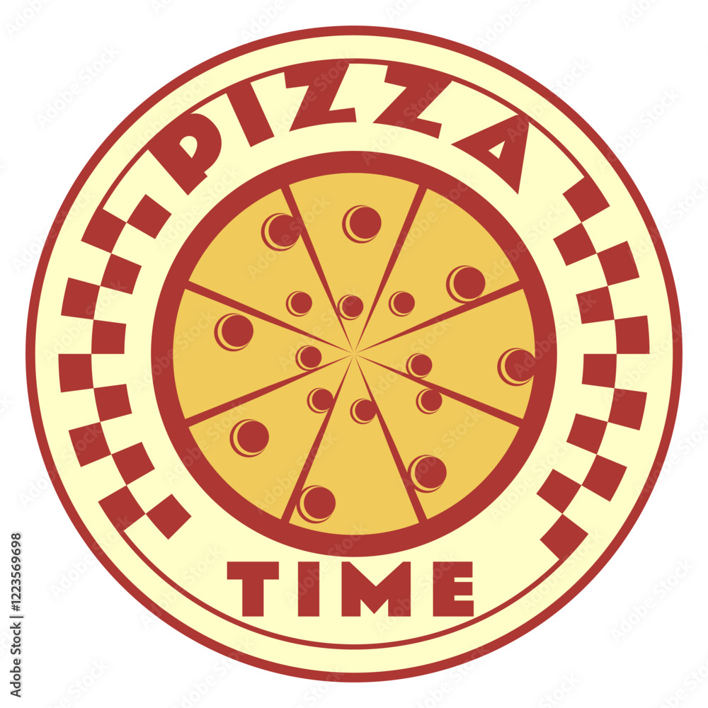 Fototapeta premium simple pizza emblem logo vintage style, work of hand drawn