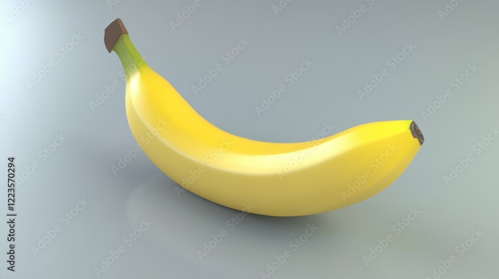 A Single Ripe Yellow Banana on a Gray Background A Single Ripe Yellow Banana on a Gray Background