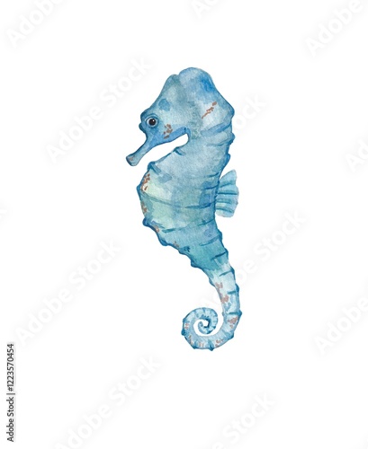 Illustration of a seahorse in watercolor