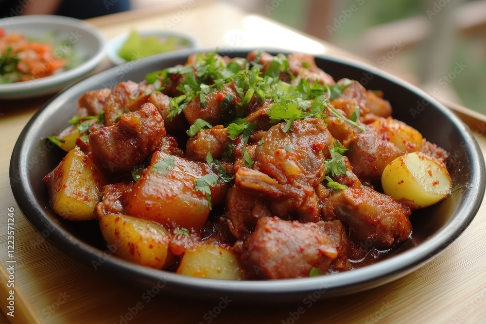 Korean dishes spicy pork soup braised fish marinated pork sides vegetables healthy meals Korean dishes spicy pork soup braised fish marinated pork sides vegetables healthy meals