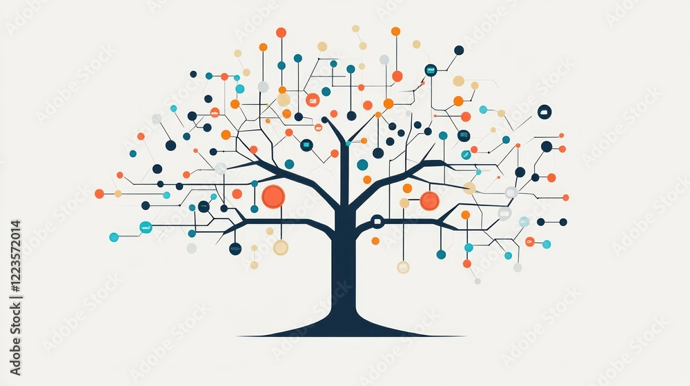 Abstract Network Tree Representing Data Connections Abstract Network Tree Representing Data Connections