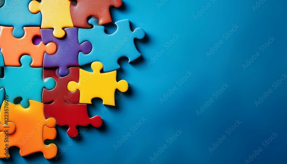 Obraz premium jigsaw puzzle on blue background 