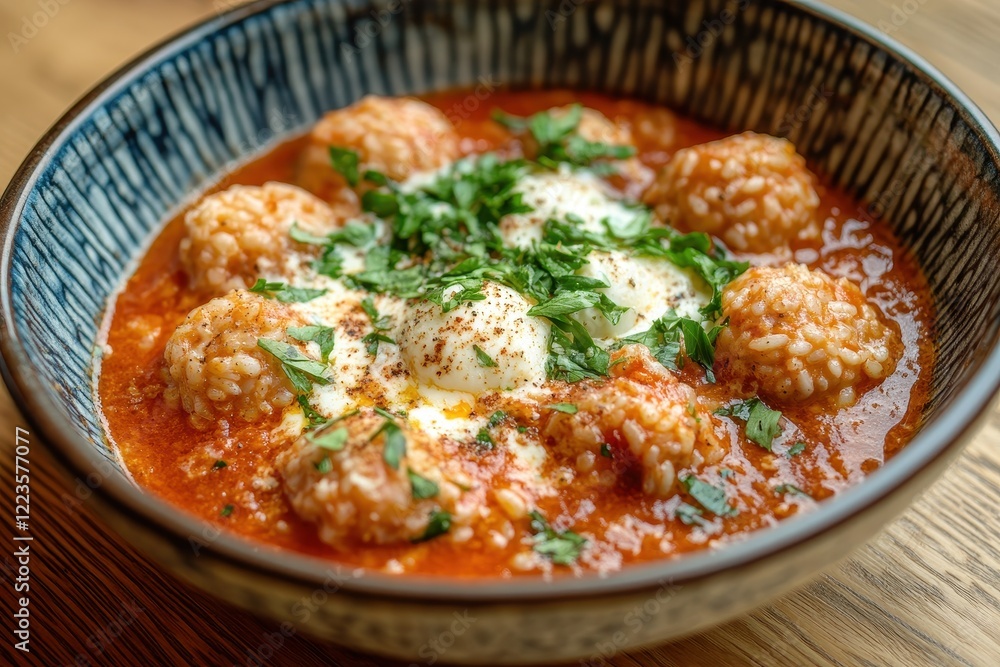 Mozzarella stuffed rice balls served in a bowl Mozzarella stuffed rice balls served in a bowl