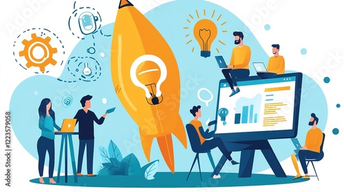 Entrepreneur engaging in online workshop virtual space digital learning collaborative environment creative insights