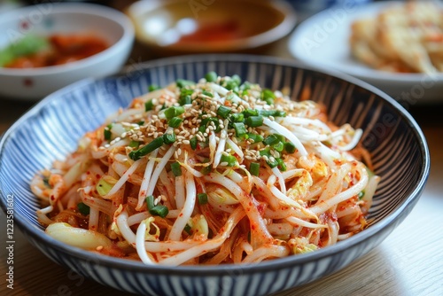 Spicy mung bean sprout salad Kongnamul Muchim Korean side dish