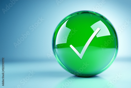 Obraz na płótnie 3D icon green correct choice check mark correct answer correct solution white tick on a green background