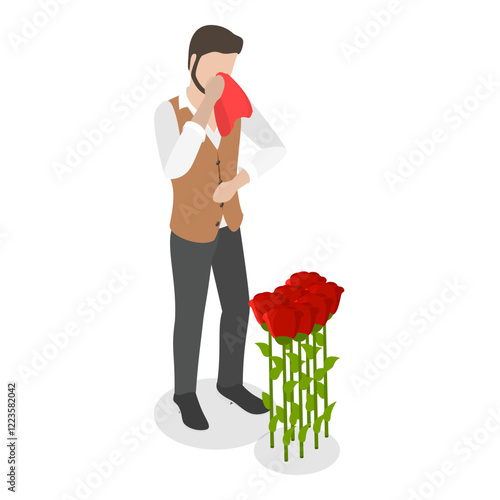 3D Isometric Flat Vector Illustration of Allergic Reaction, Causes of Allergy. Item 4