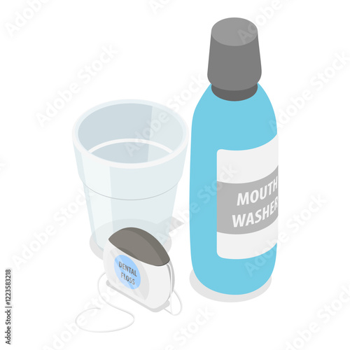 3D Isometric Flat Vector Illustration of Teeth Cleaning , Oral Hygiene. Item 8