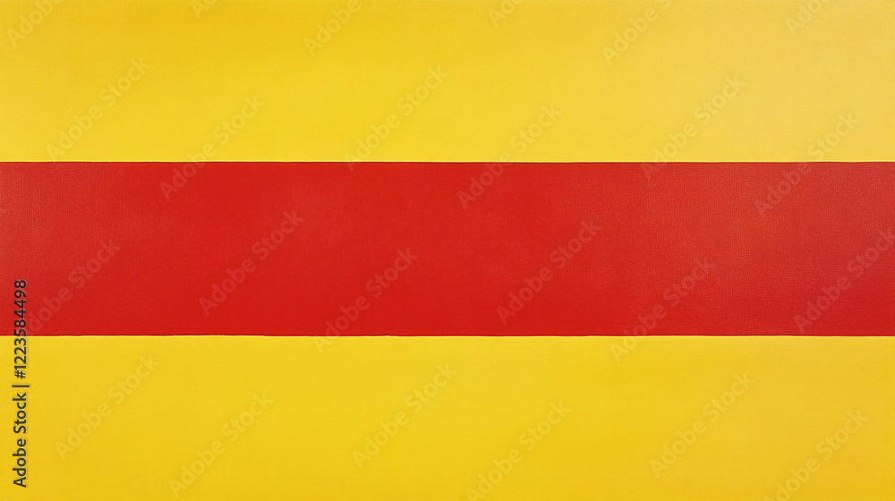 Naklejka premium minimalist yellow background with a single wide horizontal red stripe creating a strong geometric contrast and visual appeal