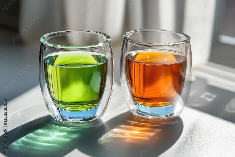 two glass cups of herbal wine prepared two glass cups of herbal wine prepared