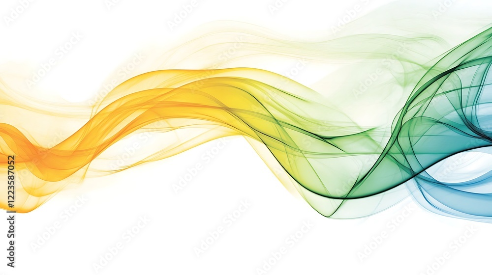 Abstract Colorful Waves Flowing Smoothly Across White Abstract Colorful Waves Flowing Smoothly Across White