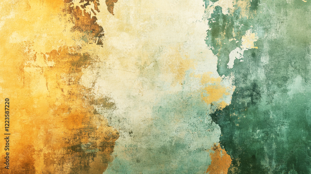 Obraz premium Abstract world map in earthy tones with grunge texture and bold brushstrokes for creative use