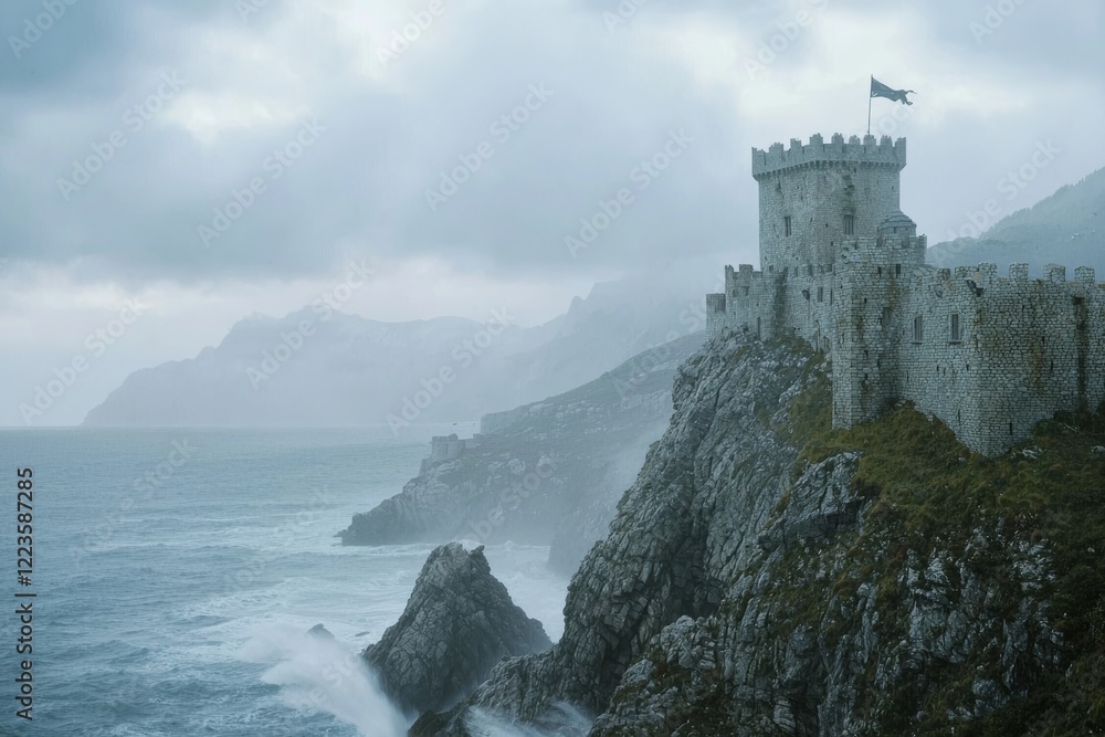 Medieval Castle on a Cliff by the Sea Medieval Castle on a Cliff by the Sea