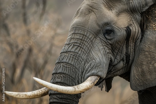 African elephant with broken tusk in Kruger National Park South Africa