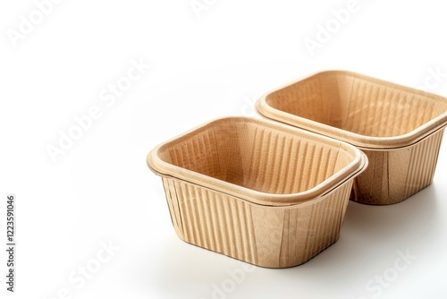 Bagasse food container on white background photo