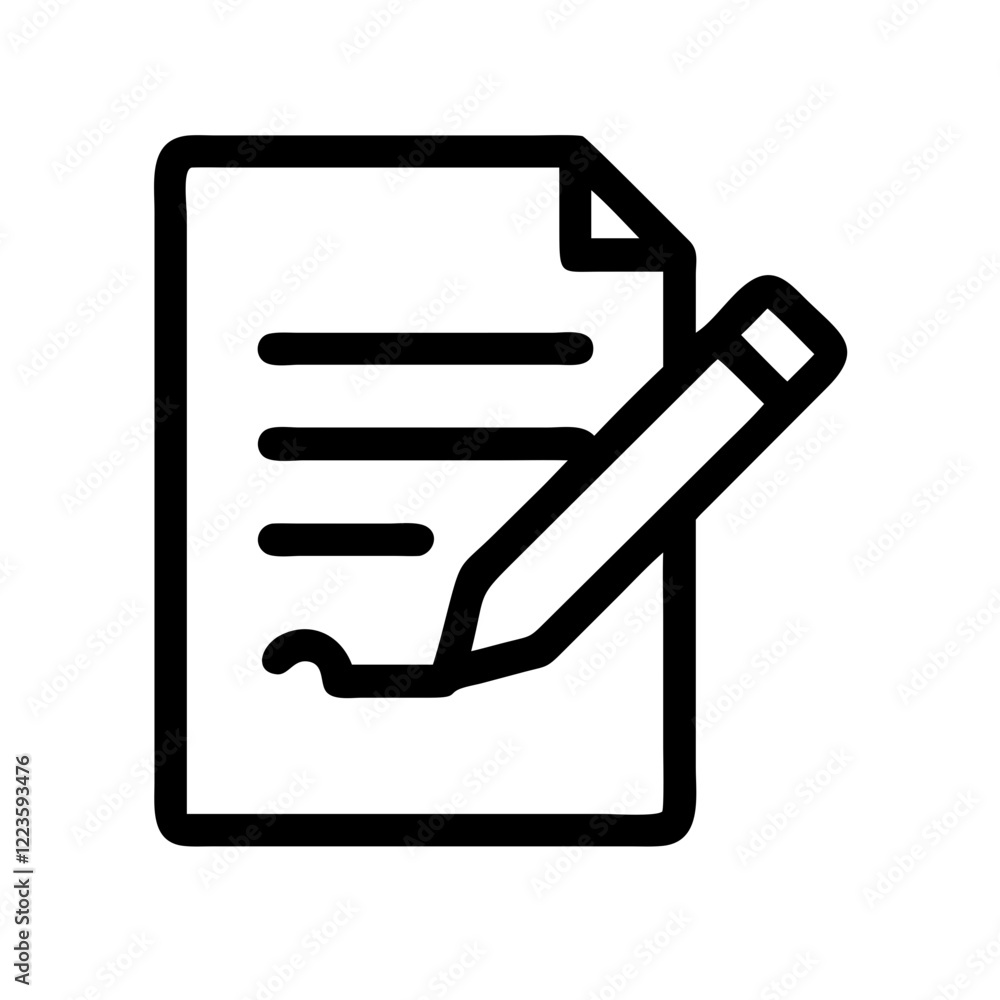 Document, signature, pencil, contract, form, write, sign. Icon for signing documents, contracts, and agreements. Use on legal, business, or education sites. Document, signature, pencil, contract, form, write, sign. Icon for signing documents, contracts, and agreements. Use on legal, business, or education sites.
