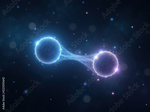 Visualization of quantum entanglement demonstrating the connection between two particles in a cosmic environment