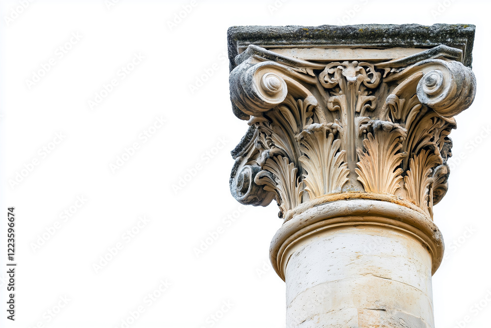 Naklejka premium Capitale antique column isolated on white background