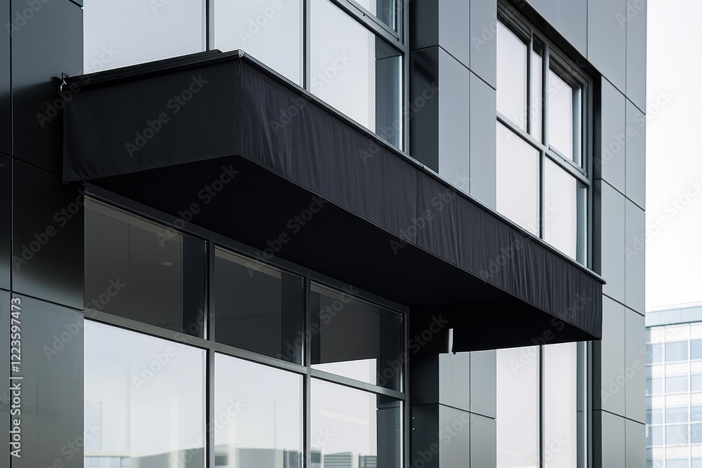 New black canvas roof on building s awning New black canvas roof on building s awning