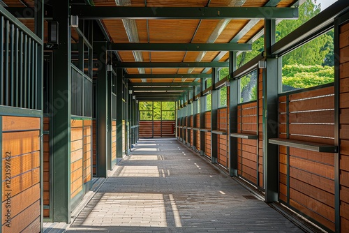 Wallpaper Mural New stable with empty stalls wood and metal interior Torontodigital.ca