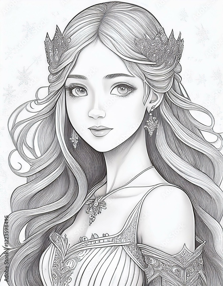 Fototapeta premium Ausmalbild Prinzessin