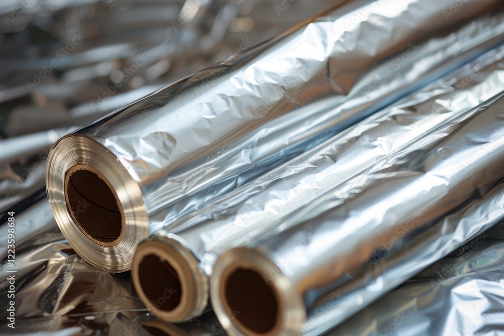 Naklejka premium Rolls of baking paper and aluminum foil