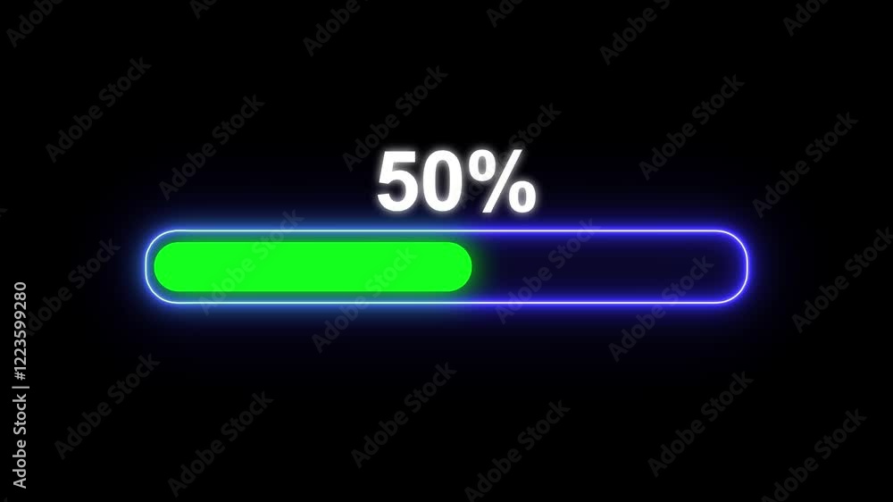 Loading Bar Progress Animation HUD hi-tech loading screen or countdown with percentage going from 0 to 100. Technological animation of radial circular progress Loading Bar Progress Animation HUD hi-tech loading screen or countdown with percentage going from 0 to 100. Technological animation of radial circular progress
