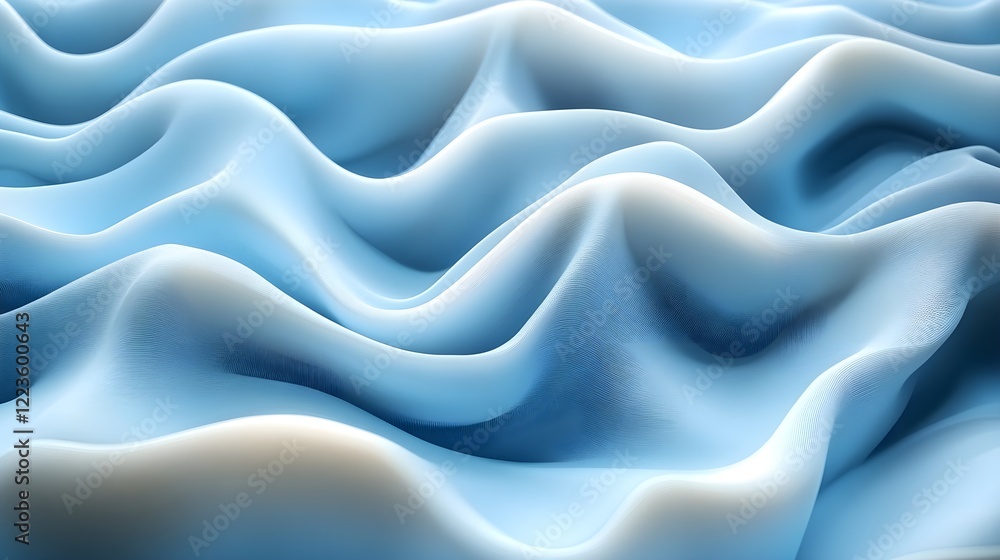 Obraz premium A background of wavy horizontal lines forming soft undulations on a pale blue surface.