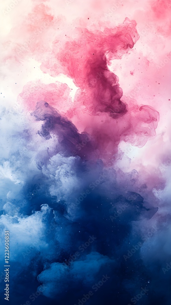 Obraz premium A background of watercolor washes blending softly in shades of pink and blue.