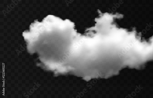 Vector realistic cloud, smoke or fog on isolated transparent background. Cloud png. Smoke png
