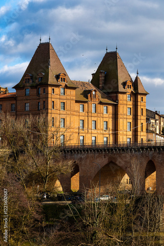 Ingres Bourdelle Museum in Montauban, housed in a former episcopal palace, viewed from the Tarn riverbank photo