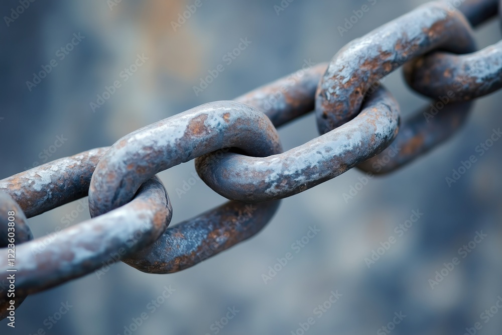 Rusty metal chain highlighting weathered texture and strength Rusty metal chain highlighting weathered texture and strength