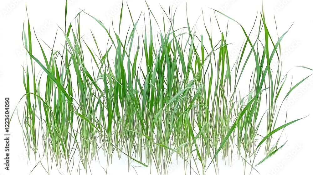 Naklejka premium Isolated Grass Field on White Background