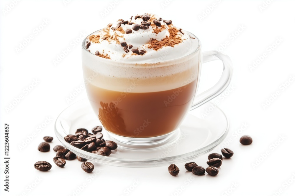 Tasty coffee with whipped cream and chocolate sprinkles Tasty coffee with whipped cream and chocolate sprinkles