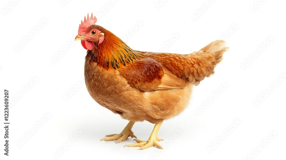 Fototapeta premium Brown Chicken Hen Isolated on White Background