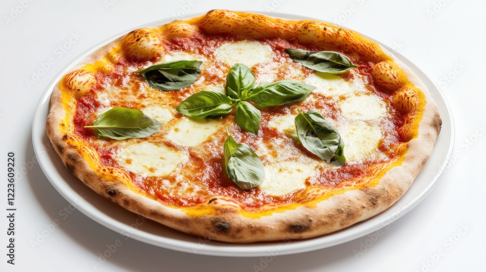 A classic Margherita pizza with a crispy crust, melted mozzarella cheese, and fresh basil leaves A classic Margherita pizza with a crispy crust, melted mozzarella cheese, and fresh basil leaves