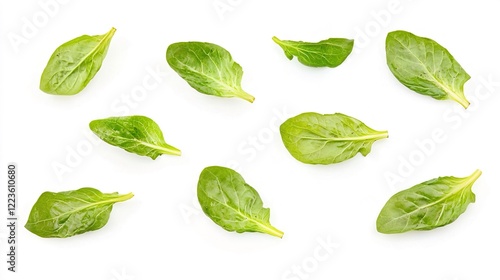 Fresh Spinach Leaves Isolated on White Background for Healthy Eating