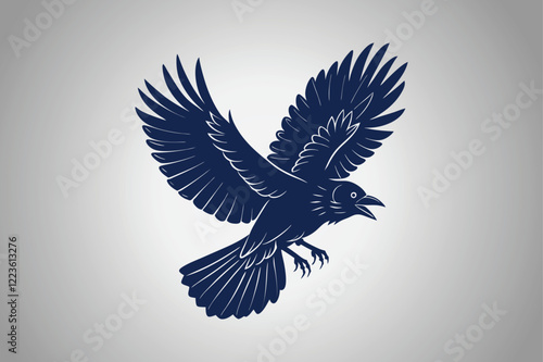 Flying  Crow bird silhouette, Vector Illustration