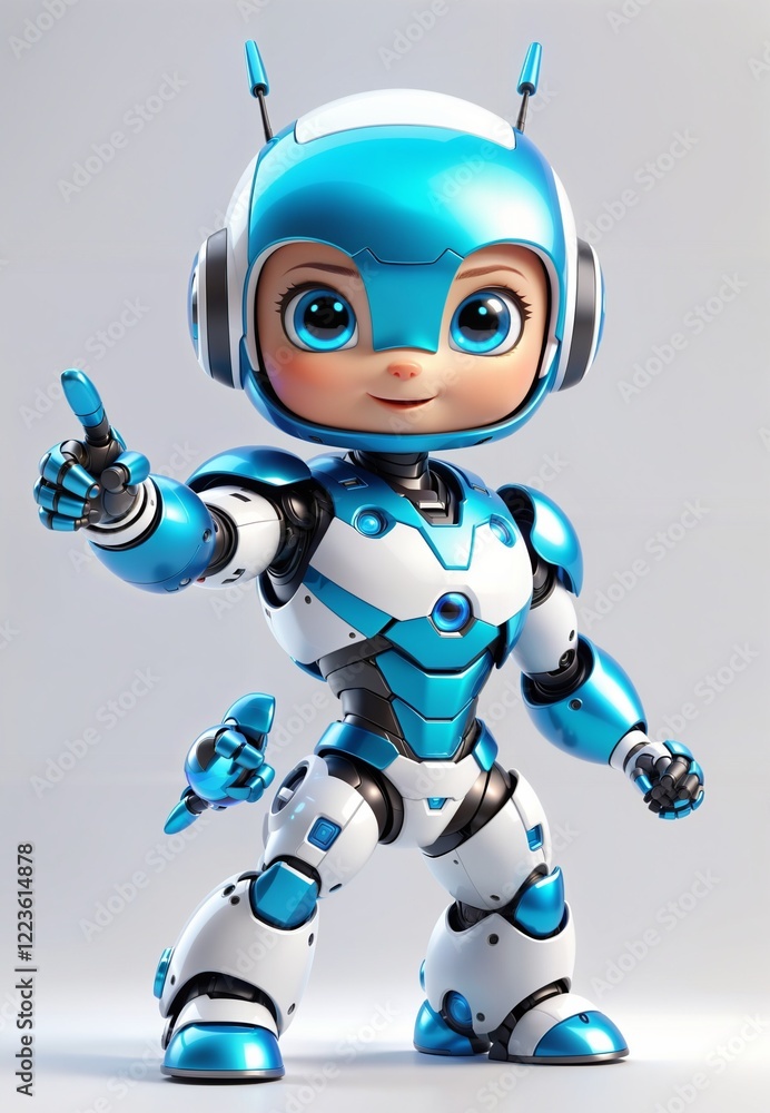 Adorable 3D robot, android Superhero in Action Pose - Ultra Detailed Render Adorable 3D robot, android Superhero in Action Pose - Ultra Detailed Render