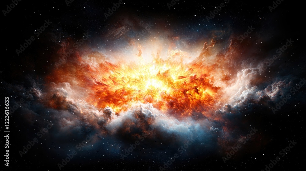 Obraz premium Cosmic Explosion Nebula Space Energy Power Background