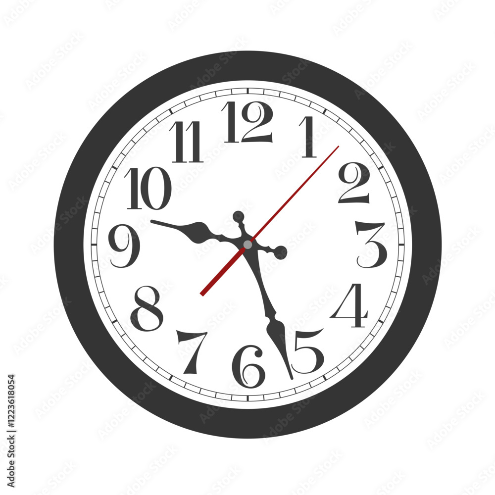Vector black classic round wall clock isolated on white background Vector black classic round wall clock isolated on white background