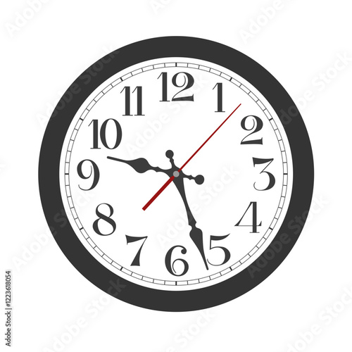 Vector black classic round  wall clock isolated on white background