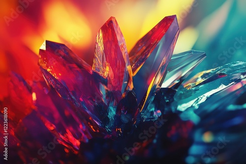 Abstract crystalline structure image in  with tetradic color scheme for commercial use