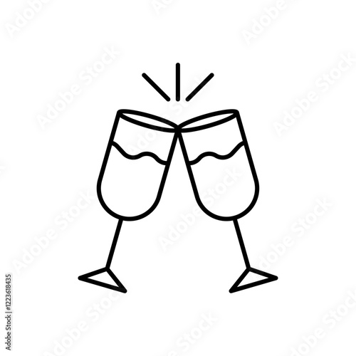 Champagne toast icon Vector logo set flat