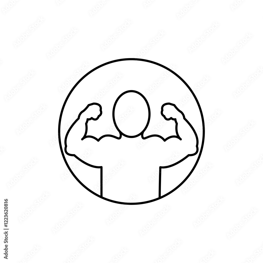Man have strong muscles icon Vector logo set flat Man have strong muscles icon Vector logo set flat